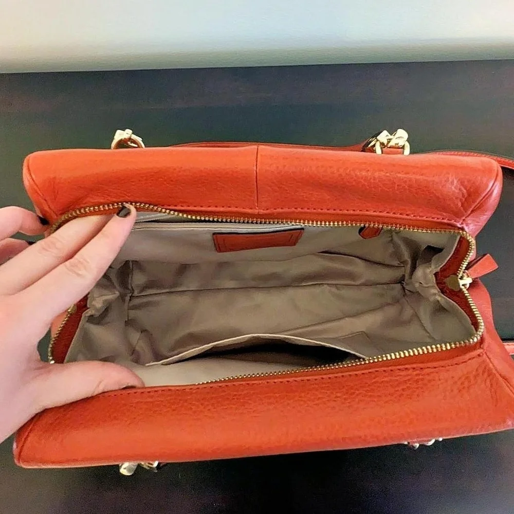 Coach Madison Madeline East West Brick Orange Leather Shoulder Bag